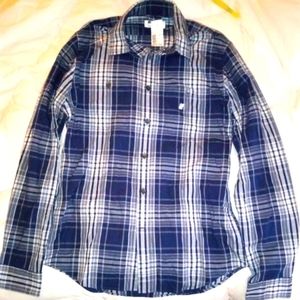 Express Plaid Long sleeve button up shirt Sz small w metal buttons